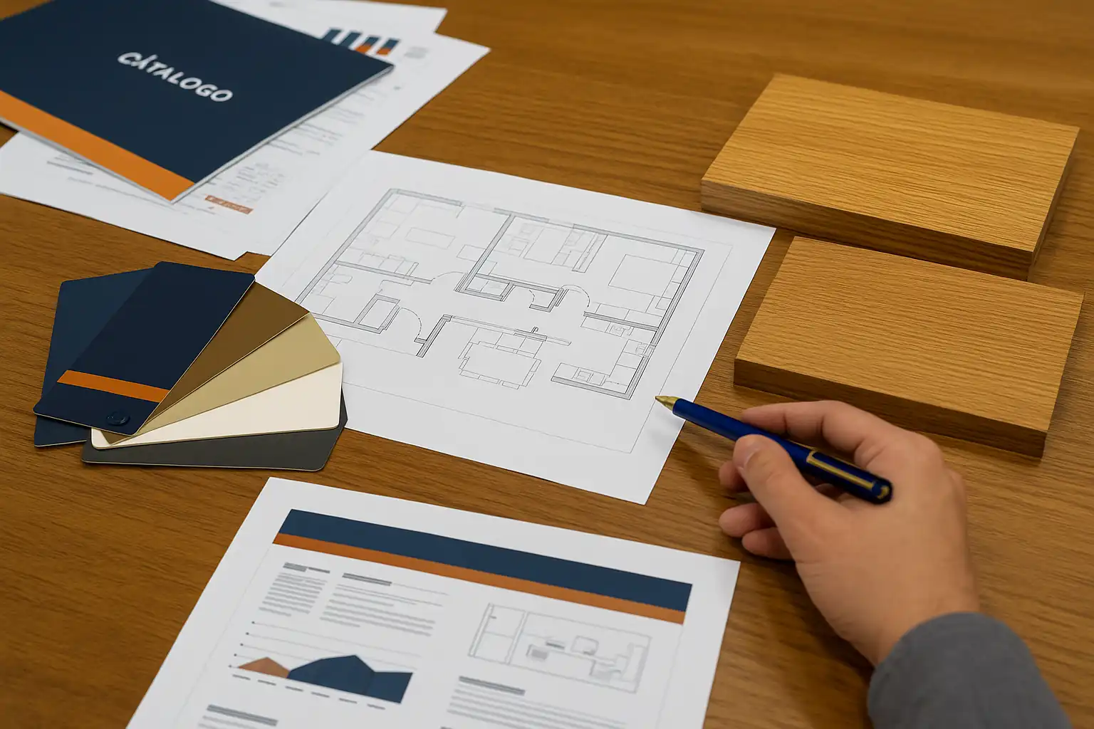 Mesa de trabajo con proyectos y asesoramiento técnico especializado