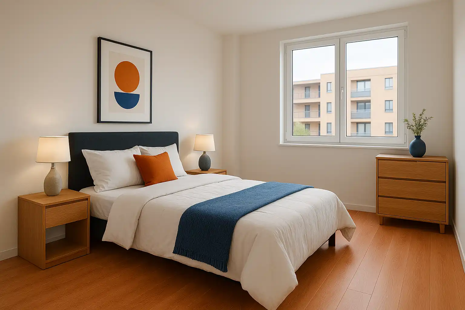 Tarima laminada AC5 en dormitorio en Alcobendas