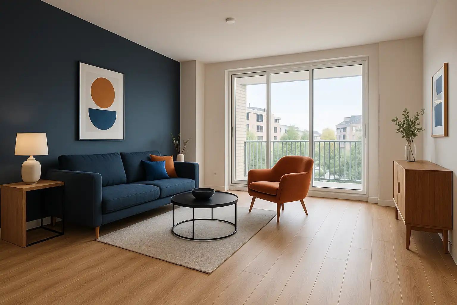 Tarimas laminadas en salón con roble en Alcobendas